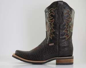 Mens Brown Bull Neck Leather Square Toe Cowboy Western Rodeo Boots Cuello De Tor